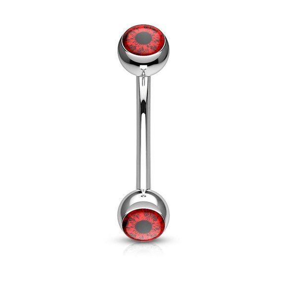 Eyeball Inlaid 316L Surgical Steel Curved Barbells for Eyebrow and More - Picture 7 of 8